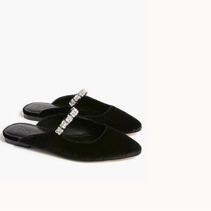 Velvet rhinestone mules